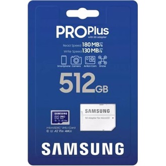Samsung 512GB PRO Plus UHS-1 Class10 U3 V30 A2 microSDXC memóriakártya BOX kék