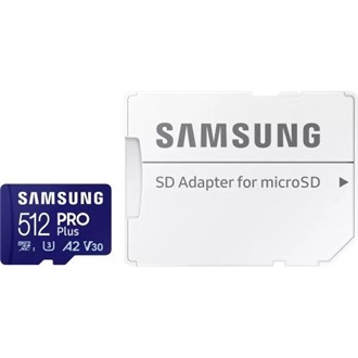 Samsung 512GB PRO Plus UHS-1 Class10 U3 V30 A2 microSDXC memóriakártya BOX kék
