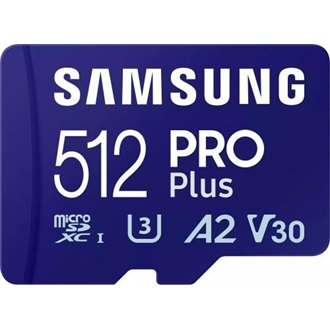 Samsung 512GB PRO Plus UHS-1 Class10 U3 V30 A2 microSDXC memóriakártya BOX kék