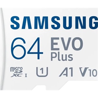 Samsung 64GB EVO Plus (+adapter) UHS-1 Class10 U3 V30 A2 microSDXC memóriakártya BOX fehér