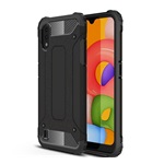 Samsung A01 Gigapack Defender szilikon telefonvédő ütésállóság, fémhatás, FEKETE