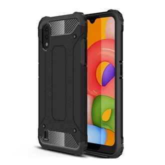 Samsung A01 Gigapack Defender szilikon telefonvédő ütésállóság, fémhatás, FEKETE