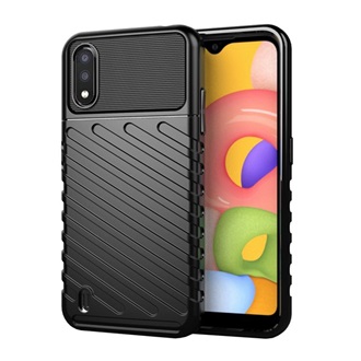 Samsung A01 Gigapack szilikon telefonvédő ütésállóság, dombor minta, FEKETE