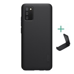 Samsung A02s NILLKIN SUPER FROSTED műanyag telefonvédő gumírozott, érdes felület + asztali tartó, FEKETE