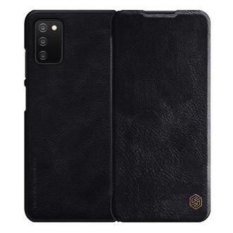 Samsung A03s NILLKIN QIN tok álló, bőr hatású FLIP, kártyazseb, FEKETE