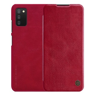 Samsung A03s NILLKIN QIN tok álló, bőr hatású FLIP, kártyazseb, PIROS