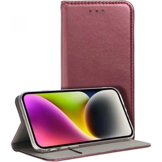 Samsung A13 4G GIGAPACK Tok álló, bőr hatású FLIP, asztali tartó, BURGUNDY VÖRÖS