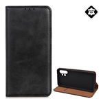 Samsung A13 4G Gigapack tok álló, valódi bőr FLIP, asztali tartó, FEKETE