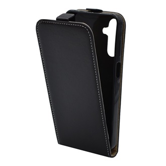 Samsung A15 5G Gigapack Tok álló, bőr hatású FLIP, szilikon tartó, FEKETE