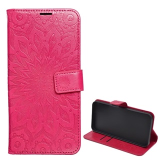 Samsung A16 4G Gigapack Tok álló, bőr hatású FLIP, mandala, RÓZSASZÍN