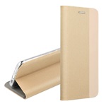 Samsung A16 4G Gigapack Tok álló, bőr hatású FLIP, textil minta, ARANY