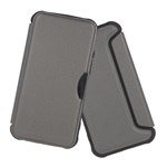 Samsung A16 5G GIGAPACK Tok álló, bőr hatású FLIP, karbon minta, EZÜST