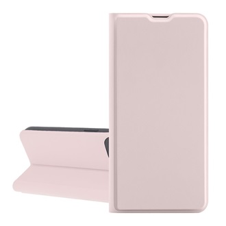 Samsung A16 5G GIGAPACK Tok álló, bőr hatású FLIP, kártyazseb, BABARÓZSASZÍN