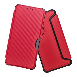 Samsung A17 4G / A17 5G GIGAPACK Tok álló, bőr hatású FLIP, karbon minta, PIROS