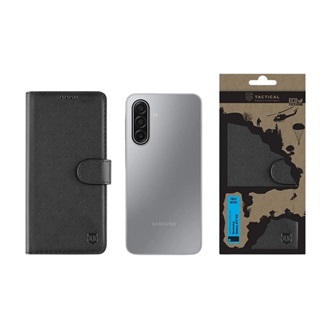 Samsung A17 4G / A17 5G TACTICAL FIELD NOTES tok álló, bőr hatású FLIP, prémium, FEKETE