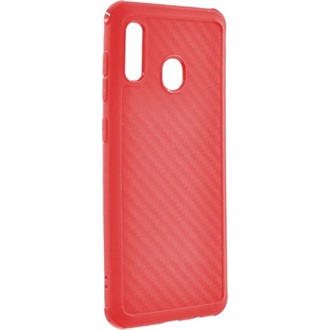 Samsung A20 ROAR CARBON ARMOR szilikon telefonvédő ütésállóság, karbon minta, PIROS