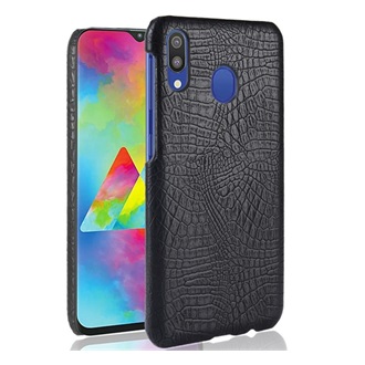 Samsung A20e Gigapack műanyag telefonvédő bőr hatású, krokodilbőr minta, FEKETE