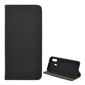 Samsung A20e Gigapack tok álló, bőr hatású FLIP, asztali tartó, FEKETE