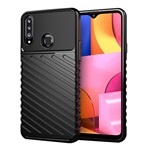 Samsung A20s Gigapack szilikon telefonvédő ütésállóság, dombor minta, FEKETE