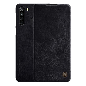 Samsung A21 NILLKIN QIN tok álló, bőr hatású FLIP, kártyazseb, FEKETE