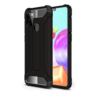 Samsung A21s Gigapack Defender szilikon telefonvédő ütésállóság, fémhatás, FEKETE