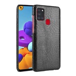 Samsung A21s Gigapack műanyag telefonvédő bőr hatású, krokodilbőr minta, FEKETE