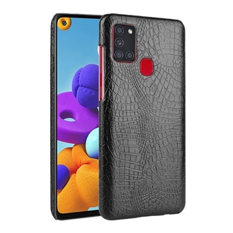Samsung A21s Gigapack műanyag telefonvédő bőr hatású, krokodilbőr minta, FEKETE