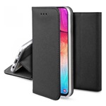 Samsung A21s Gigapack tok álló, bőr hatású FLIP, rombusz, FEKETE