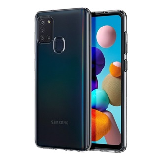 Samsung A21s SPIGEN LIQUID CRYSTAL szilikon telefonvédő ütésállóság, légpárnás sarok, ÁTLÁTSZÓ