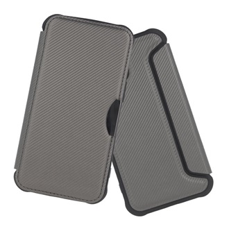 Samsung A26 5G GIGAPACK Tok álló, bőr hatású FLIP, karbon minta, EZÜST