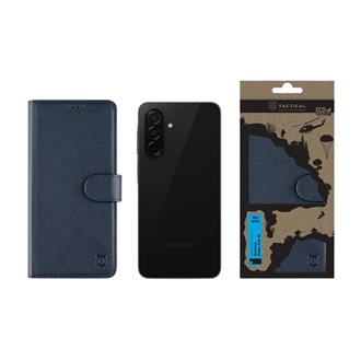 Samsung A26 5G TACTICAL FIELD NOTES tok álló, bőr hatású FLIP, prémium, SÖTÉTKÉK