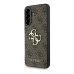 Samsung A36 5G GUESS PU 4G METAL LOGO CASE műanyag telefonvédő ütésállóság, bőr hatású hátlap, BARNA