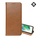 Samsung A37 5G GIGAPACK Tok álló, valódi bőr FLIP, asztali tartó, VILÁGOSBARNA