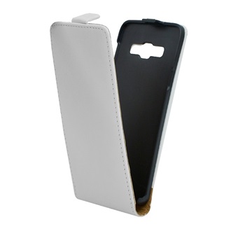 Samsung A3 (2015) Gigapack Tok álló, bőr hatású FLIP, lefelé nyíló, FEHÉR