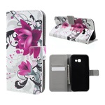 Samsung A3 (2017) Gigapack Tok álló, bőr hatású FLIP, lótuszvirág, FEHÉR