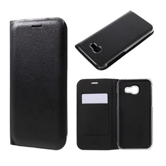 Samsung A3 (2017) Gigapack Tok álló, bőr hatású FLIP, oldalra nyíló, FEKETE