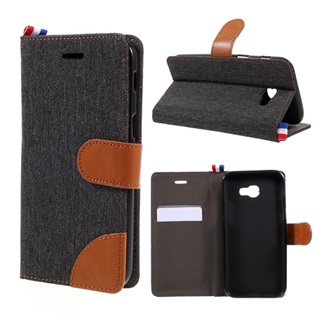 Samsung A3 (2017) Gigapack Tok álló, textil FLIP, asztali tartó, FEKETE