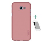 Samsung A3 (2017) NILLKIN SUPER FROSTED műanyag telefonvédő gumírozott, érdes felület + képernyővédő fólia, ROZÉARANY