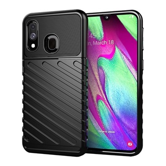 Samsung A40 Gigapack szilikon telefonvédő ütésállóság, dombor minta, FEKETE