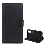 Samsung A41 Gigapack tok álló, bőr hatású FLIP, prémium, FEKETE