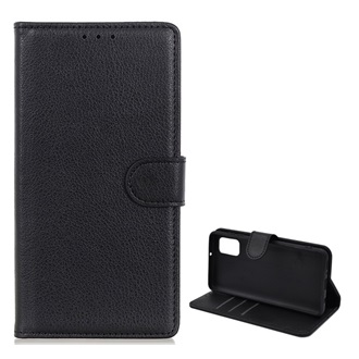 Samsung A41 Gigapack tok álló, bőr hatású FLIP, prémium, FEKETE