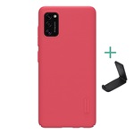 Samsung A41 NILLKIN SUPER FROSTED műanyag telefonvédő gumírozott, érdes felület + asztali tartó, PIROS