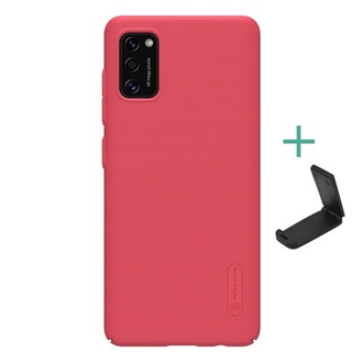 Samsung A41 NILLKIN SUPER FROSTED műanyag telefonvédő gumírozott, érdes felület + asztali tartó, PIROS