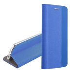 Samsung A42 5G Gigapack Tok álló, bőr hatású FLIP, textil minta, VILÁGOSKÉK