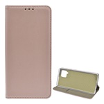 Samsung A42 5G Gigapack tok álló, bőr hatású FLIP, asztali tartó, ROZÉARANY