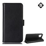 Samsung A42 5G Gigapack tok álló, valódi bőr FLIP, asztali tartó, FEKETE