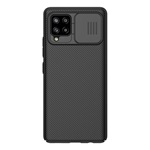 Samsung A42 5G NILLKIN CAMSHIELD szilikon telefonvédő ütésállóság, csíkos, FEKETE