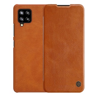 Samsung A42 5G NILLKIN QIN tok álló, bőr hatású FLIP, kártyazseb, BARNA