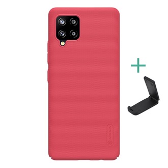Samsung A42 5G NILLKIN SUPER FROSTED műanyag telefonvédő gumírozott, érdes felület + asztali tartó, PIROS