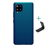 Samsung A42 5G NILLKIN SUPER FROSTED műanyag telefonvédő gumírozott, érdes felület + asztali tartó, SÖTÉTKÉK